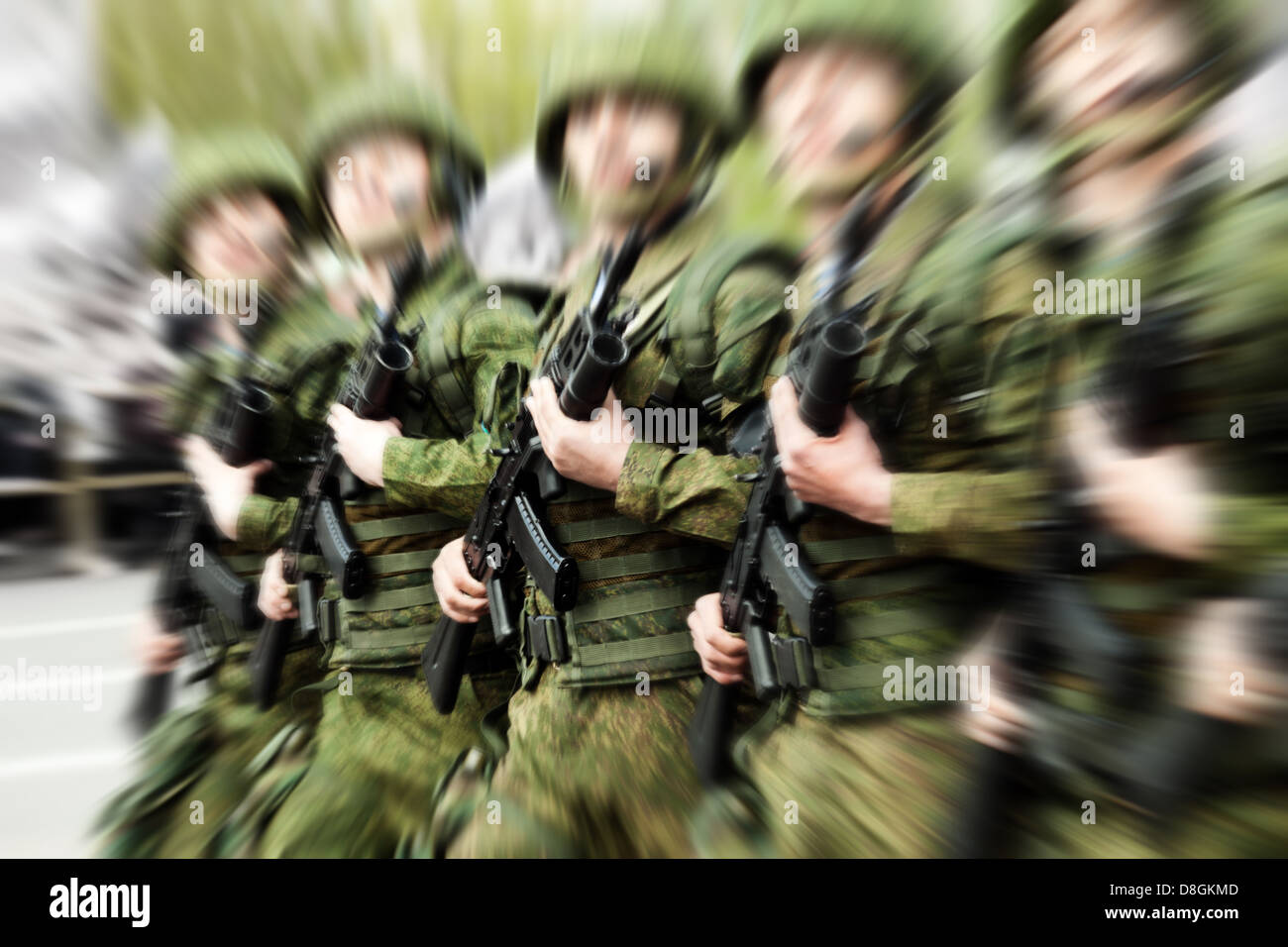 Military uniform soldier row Stock Photo