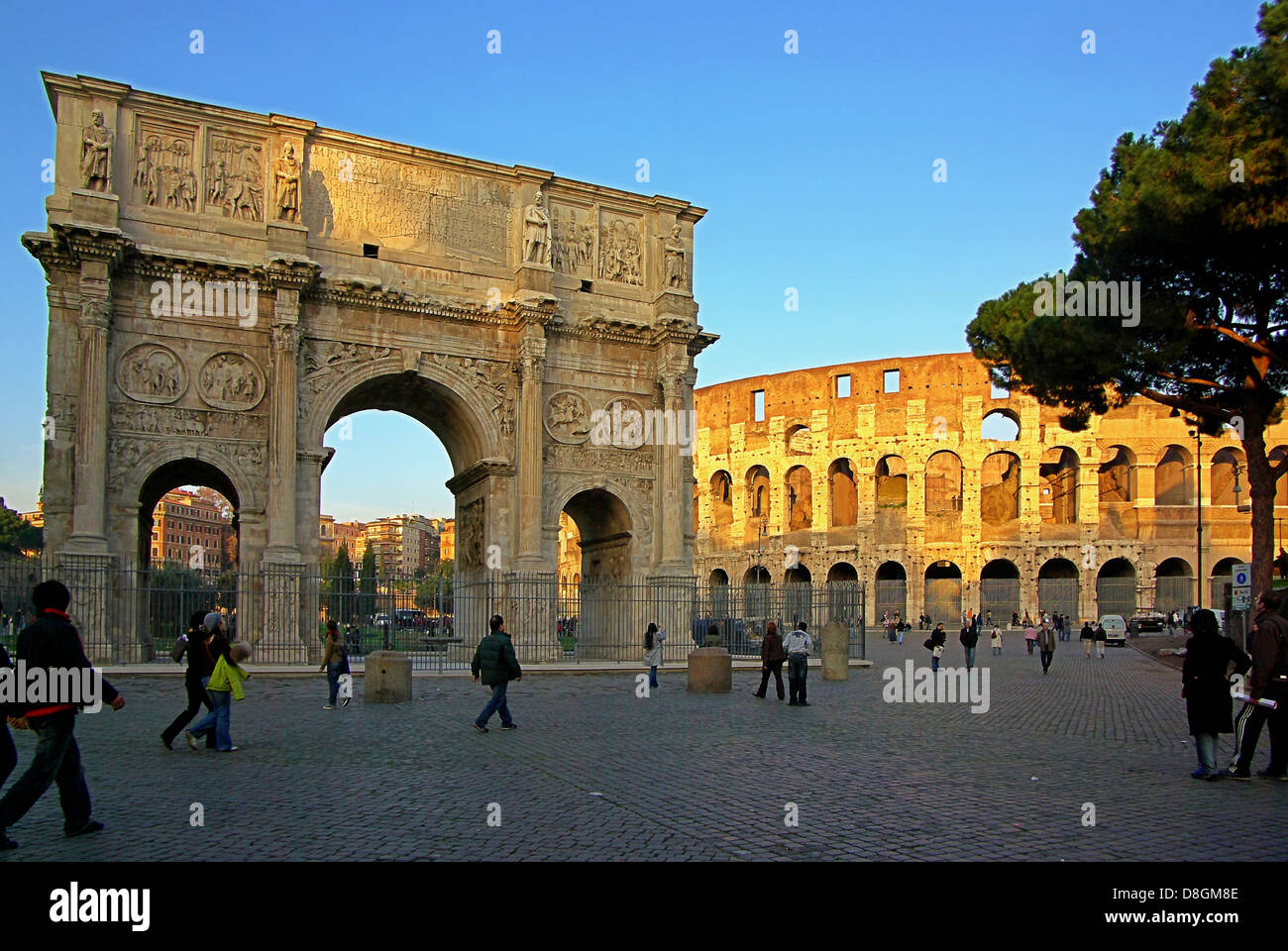 Rome arch of constantine and colosseum Stock Photo