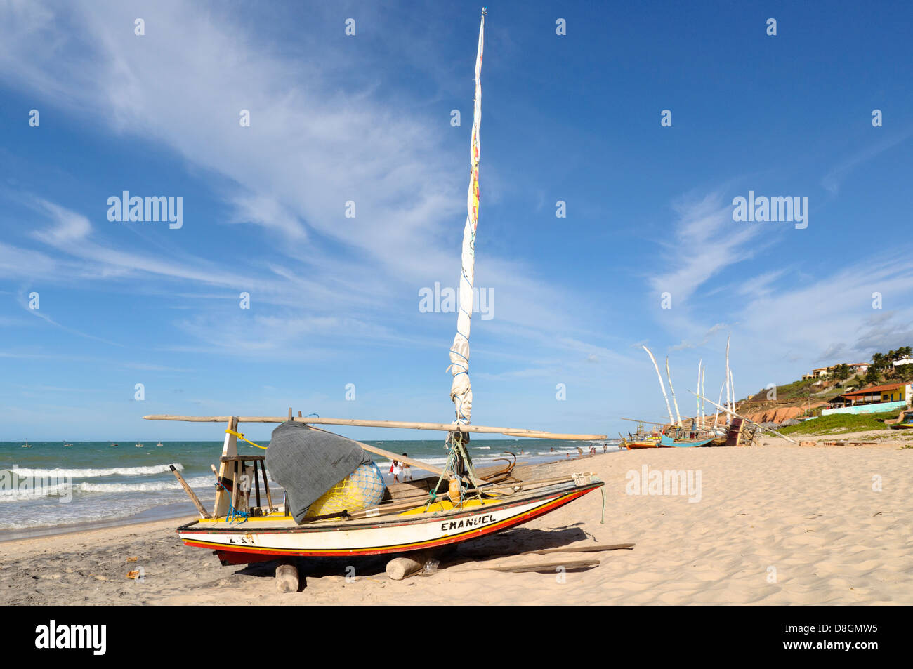 Sailboat at Canoa Quebrada beach, CearÃ¡, Brazil Stock Photo