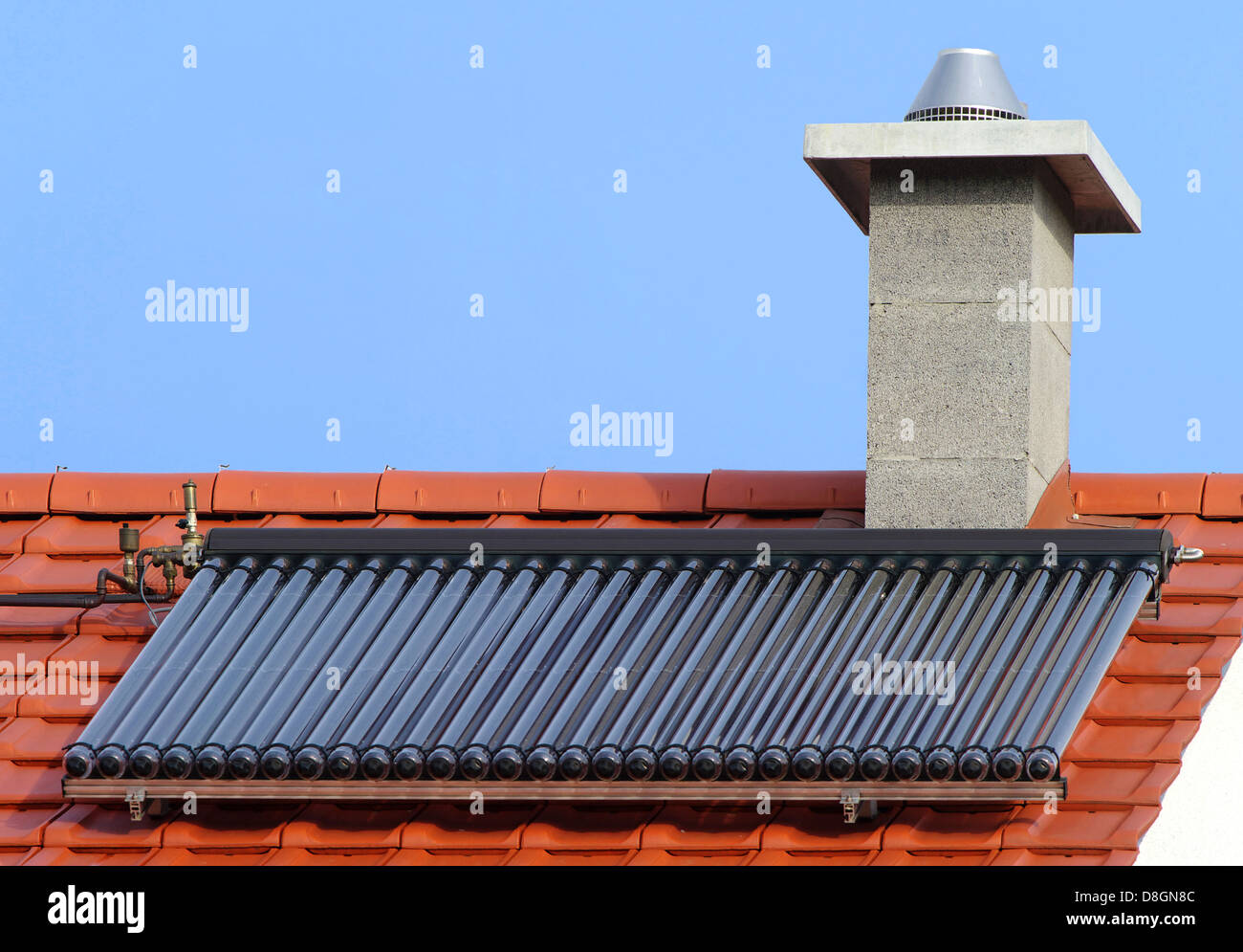 Solar water heating Stock Photo