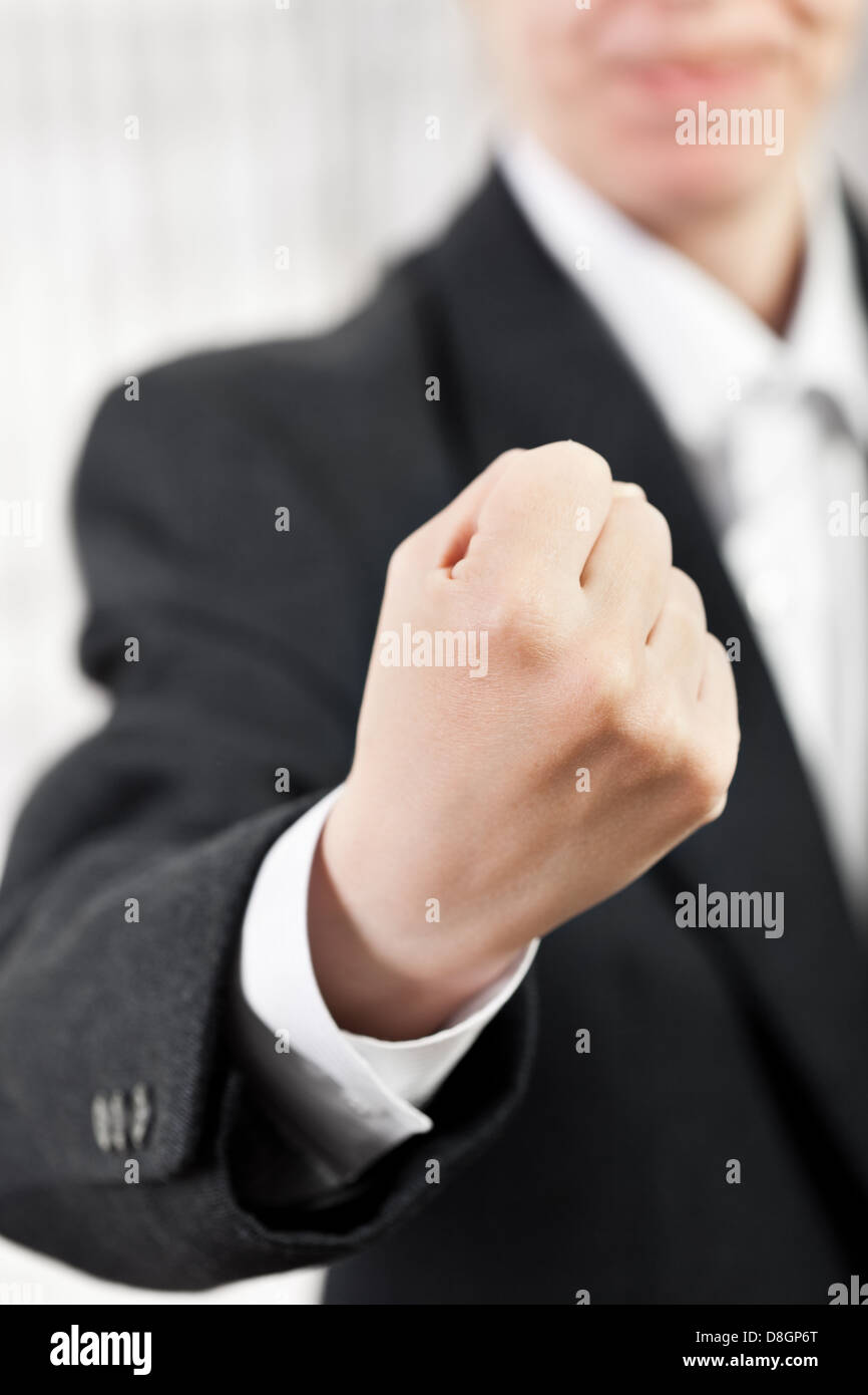 Angry man gesturing fist Stock Photo