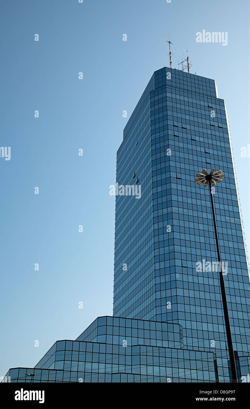 Blue tower plaza, Warsaw Stock Photo