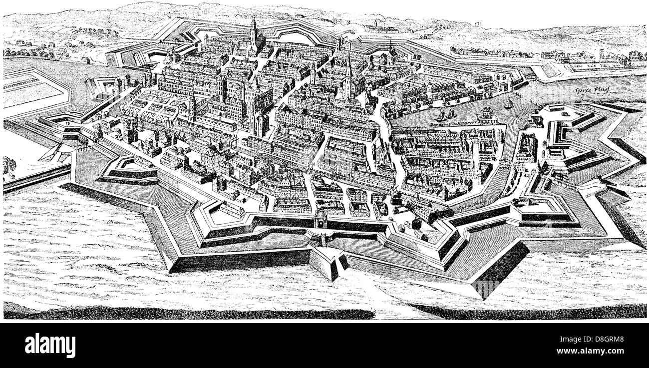 Panoramic view of Berlin, 17th century, Berlin, Germany, Europe Stock ...