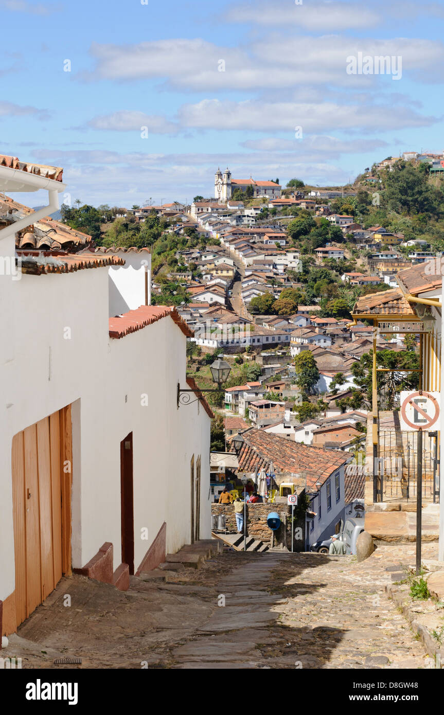 Alleyway in Ouro Preto's historical centre, Minas Gerais, Brazil Stock Photo