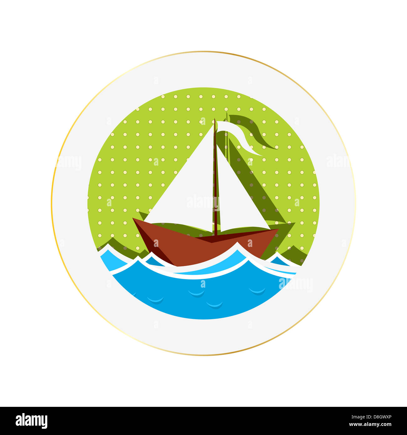 Sailing boat sticker Stock Photo