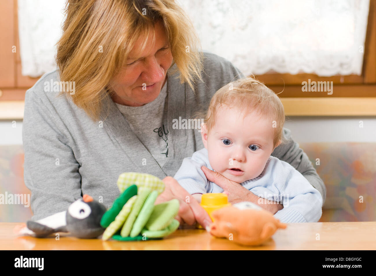 granny with grandson Stock Photo
