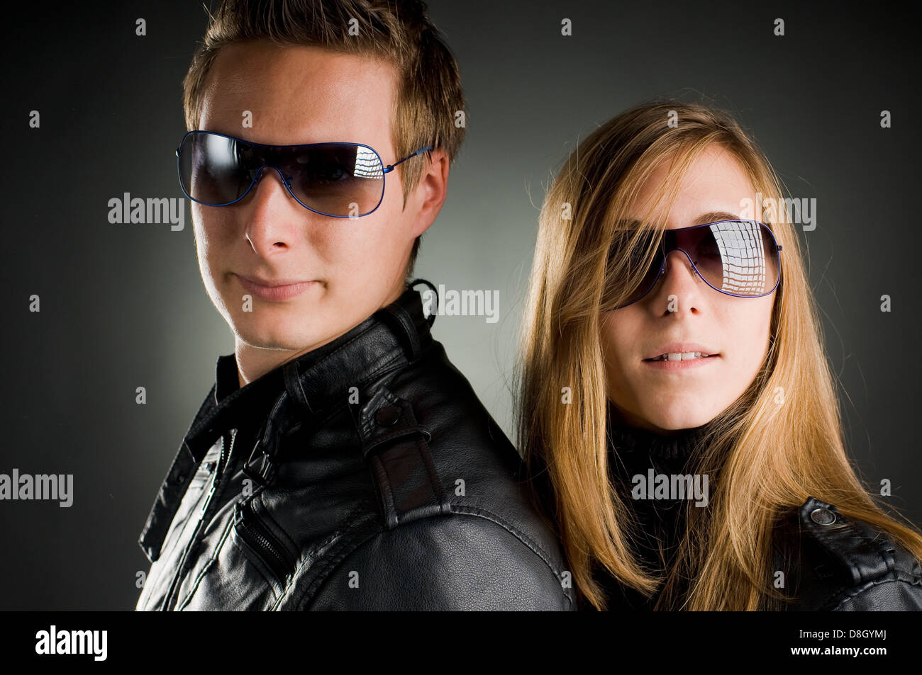 some with leather jackets and sunglasses Stock Photo Alamy