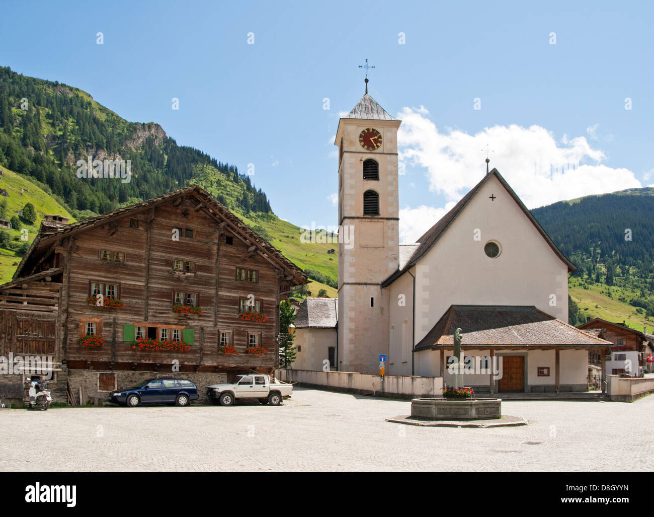 Market place, Vals, Swiss Stock Photo