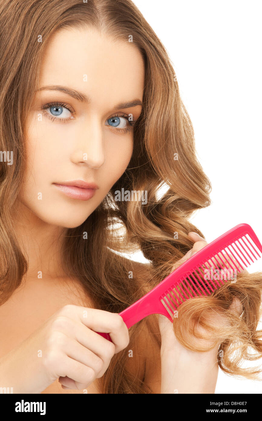 woman with brush Stock Photo