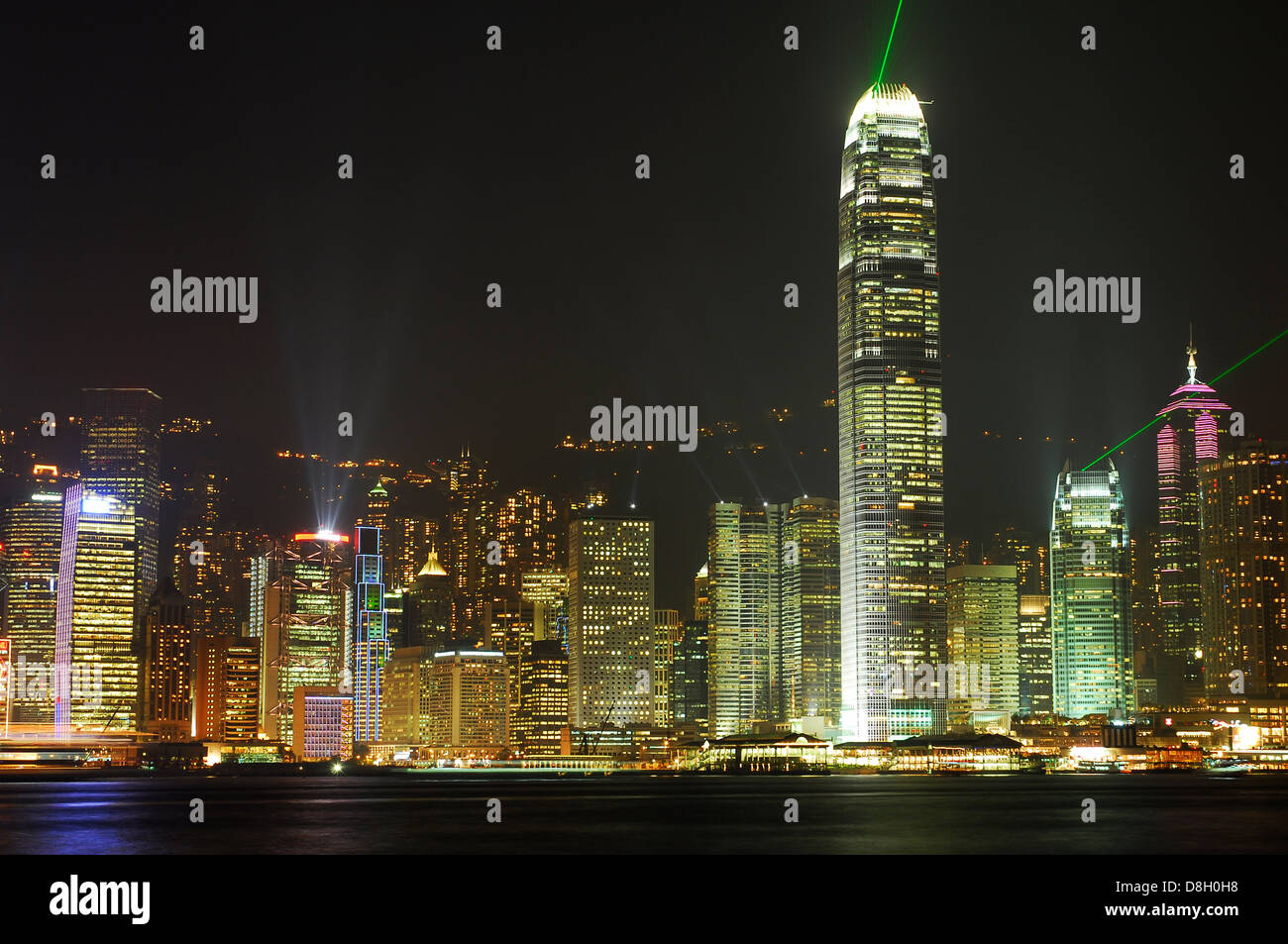 Hong Kong buildings by night Stock Photo - Alamy