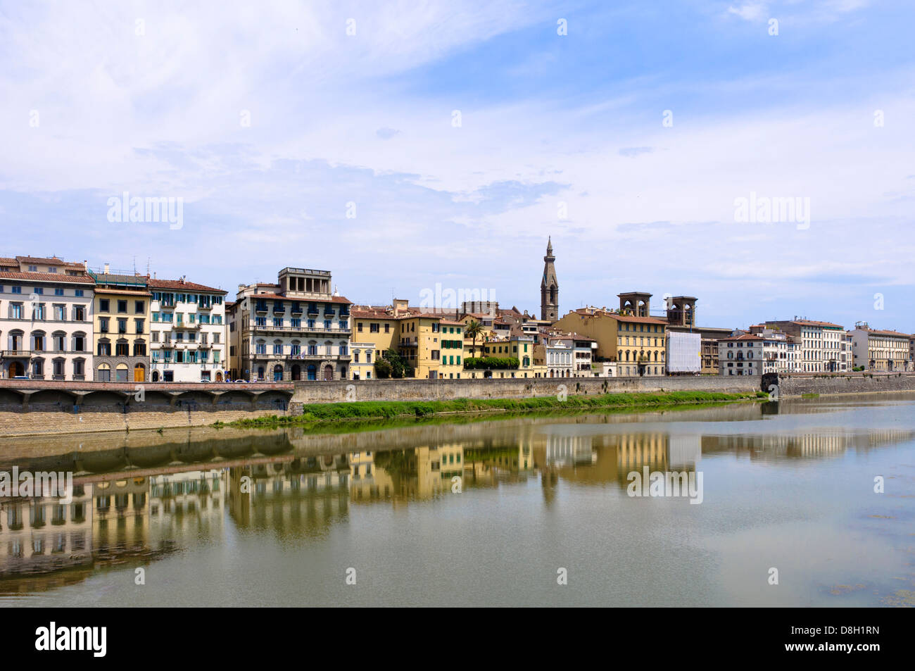 View from Ponte alle Grazie towards Lungarno delle Grazie,  Florence, Tuscany, Italy, Europe Stock Photo