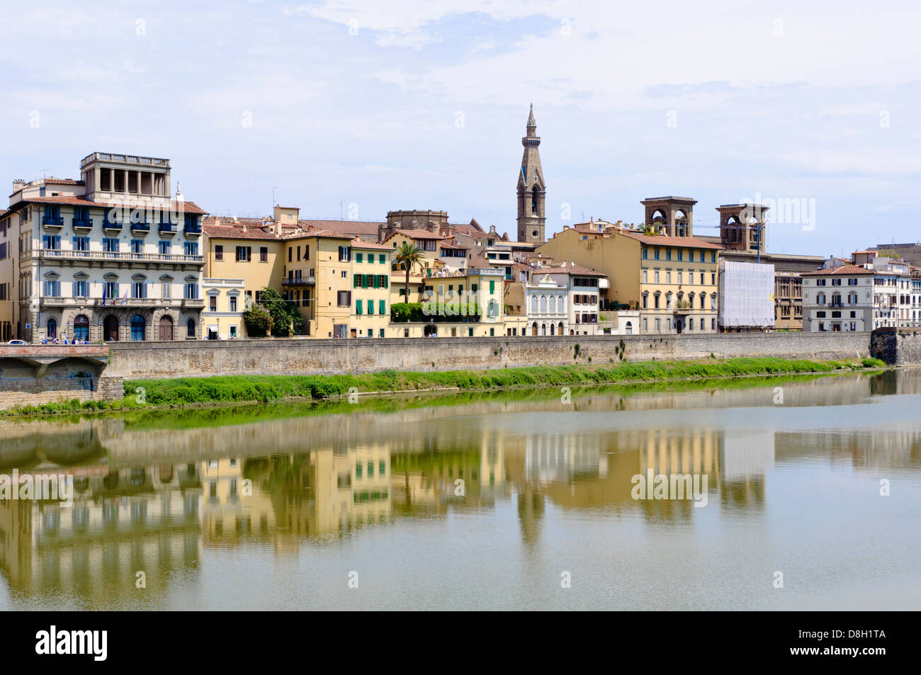 View from Ponte alle Grazie towards Lungarno delle Grazie,  Florence, Tuscany, Italy, Europe Stock Photo