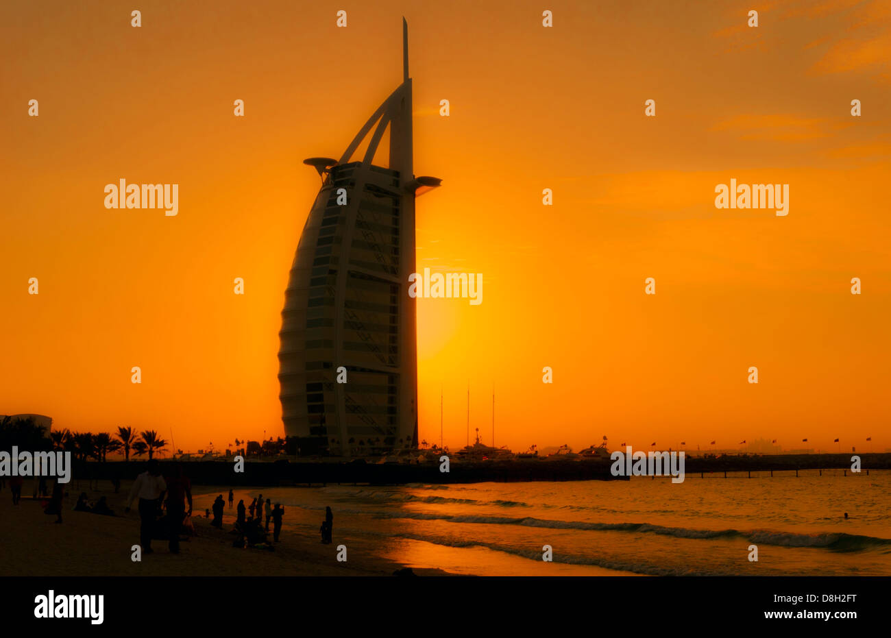 Worlds only 7 star hotel in Dubai UAE called the Burj Al Arab at sunset ...