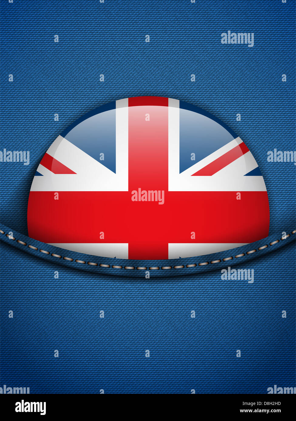 Vector - UK Flag Button in Jeans Pocket Stock Photo - Alamy