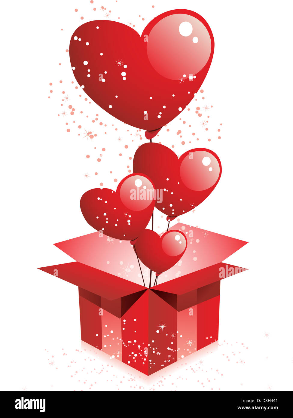 Vector Happy Valentine's Day Gift with Hearts Balloons Stock Photo