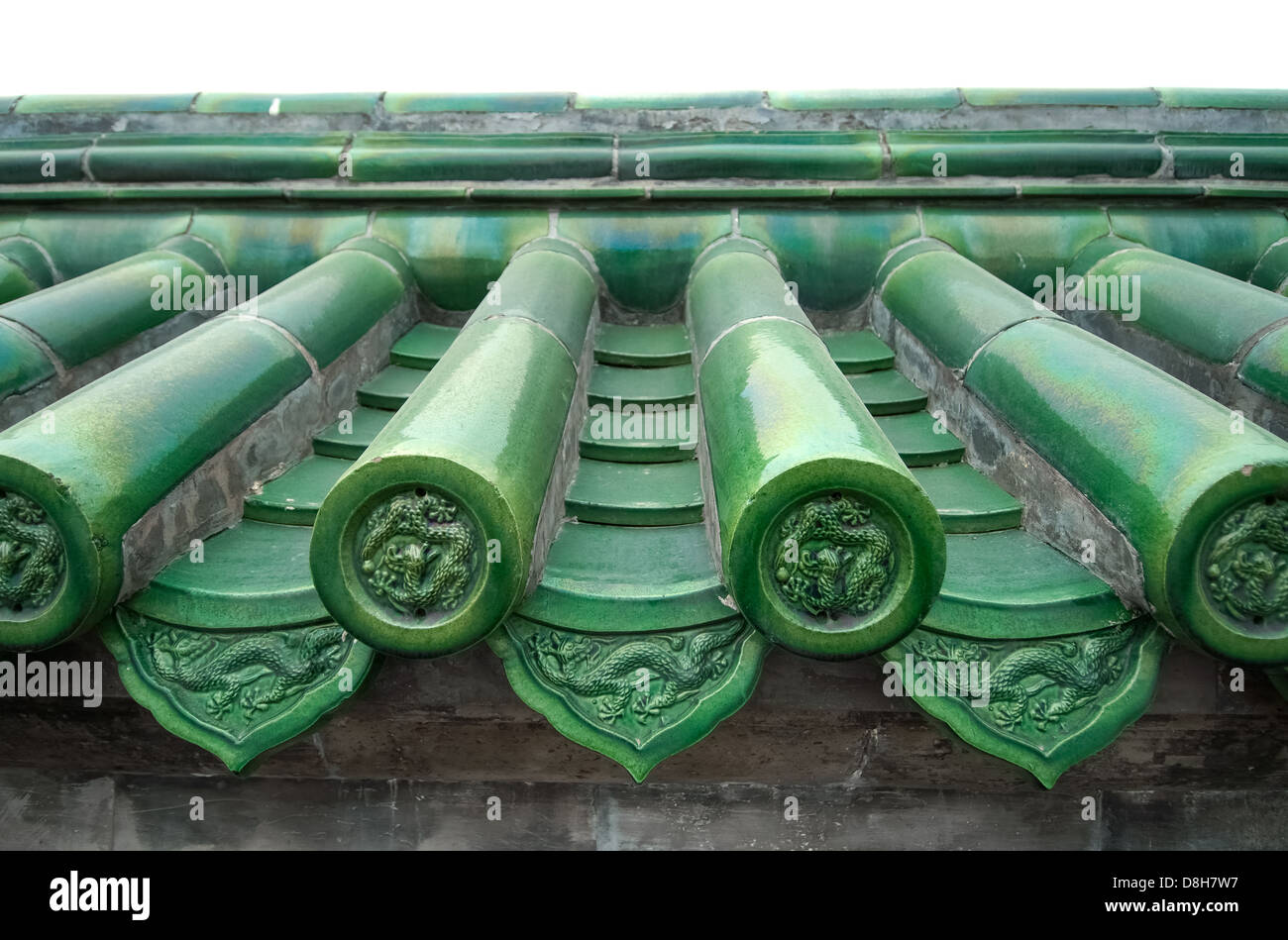 Green Tiles With Dragon Detail, Temple Of Heaven, Beijing Stock Photo