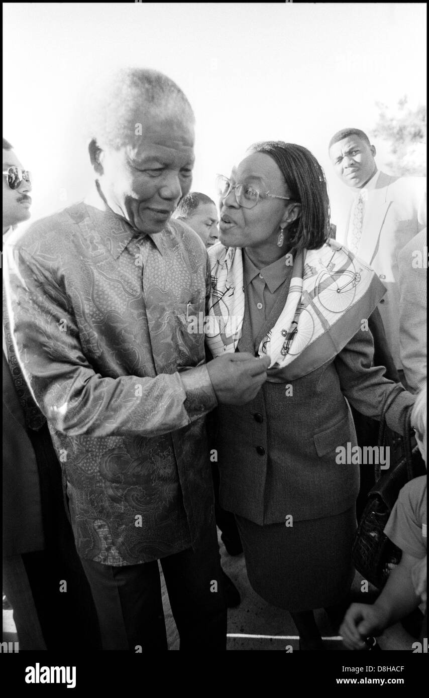 Nelson Mandela and Gracha Machel visit Pollsmoor Prison,Cape Town,late 1990's Stock Photo