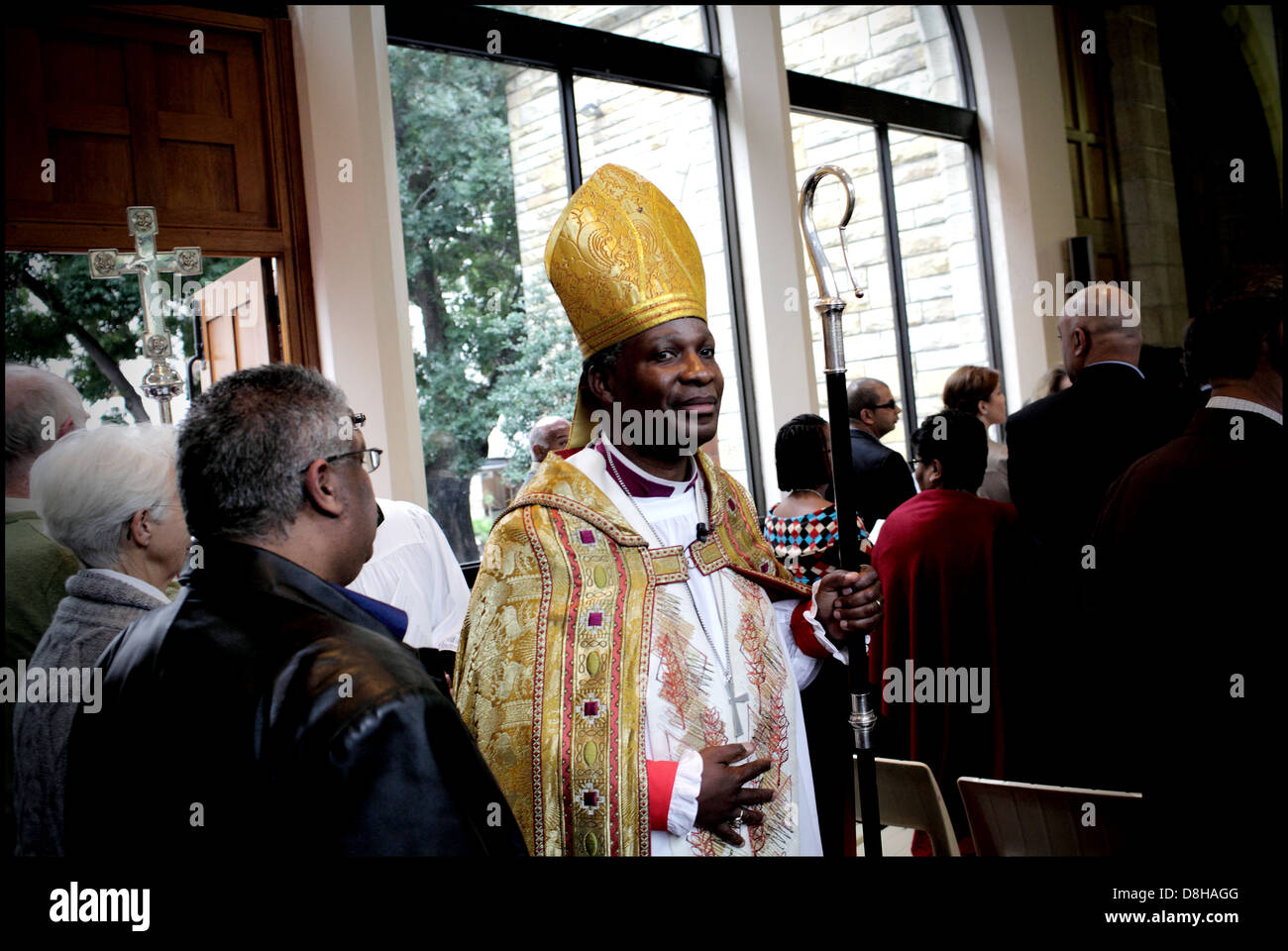 The Most Revd Dr Thabo Makgoba,Anglica Archbishop Cape Town,enters St.Georges Cathedral the institution installation Very Revd Stock Photo