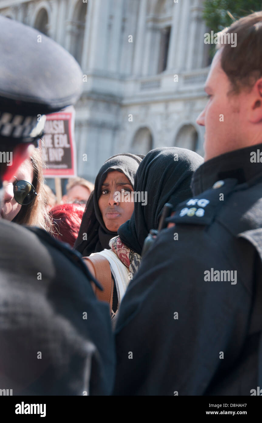 UAF United Against Fascism  protest in Whitehall against the EDL ( English Defence League ) Stock Photo