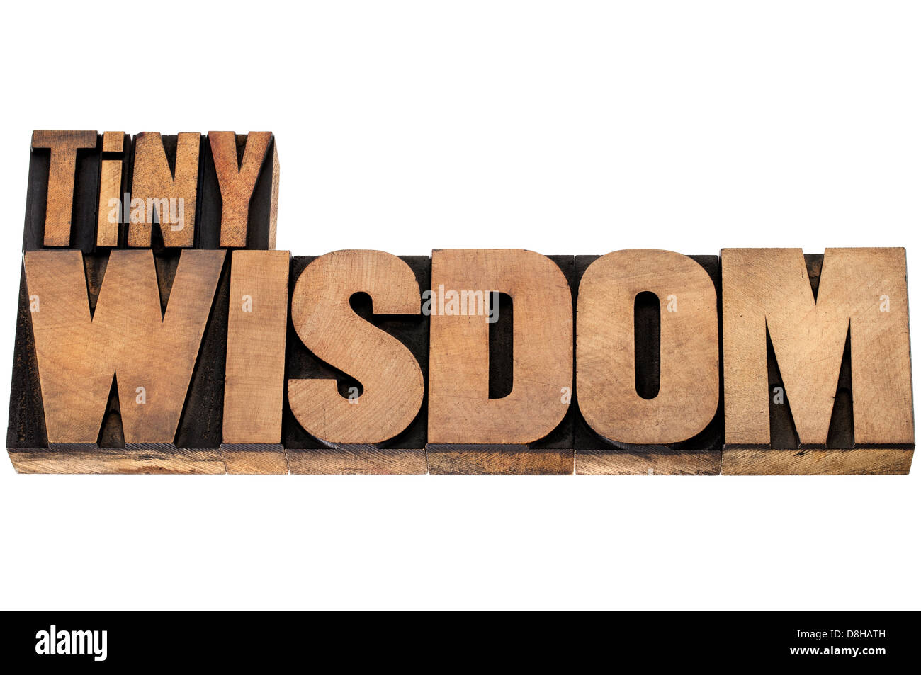 tiny wisdom - isolated text in vintage letterpress wood type Stock Photo