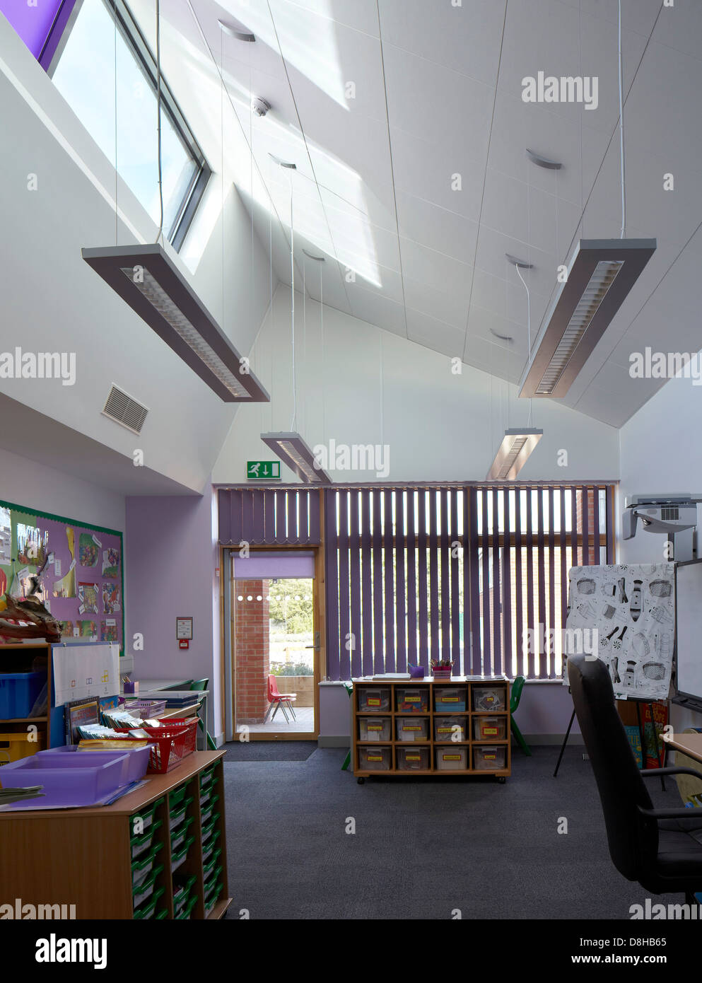 The Winchcombe School, Newbury, United Kingdom. Architect: Architype Limited, 2012. Classroom view. Stock Photo