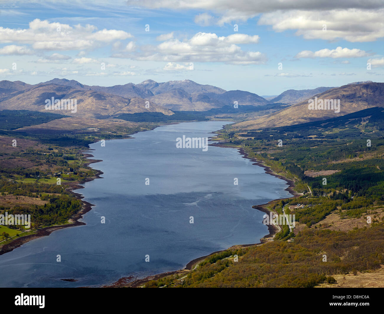 Looking up the western end of Loch Linnhe towards Glenfinnan, from Fort William, North West Scotland Stock Photo
