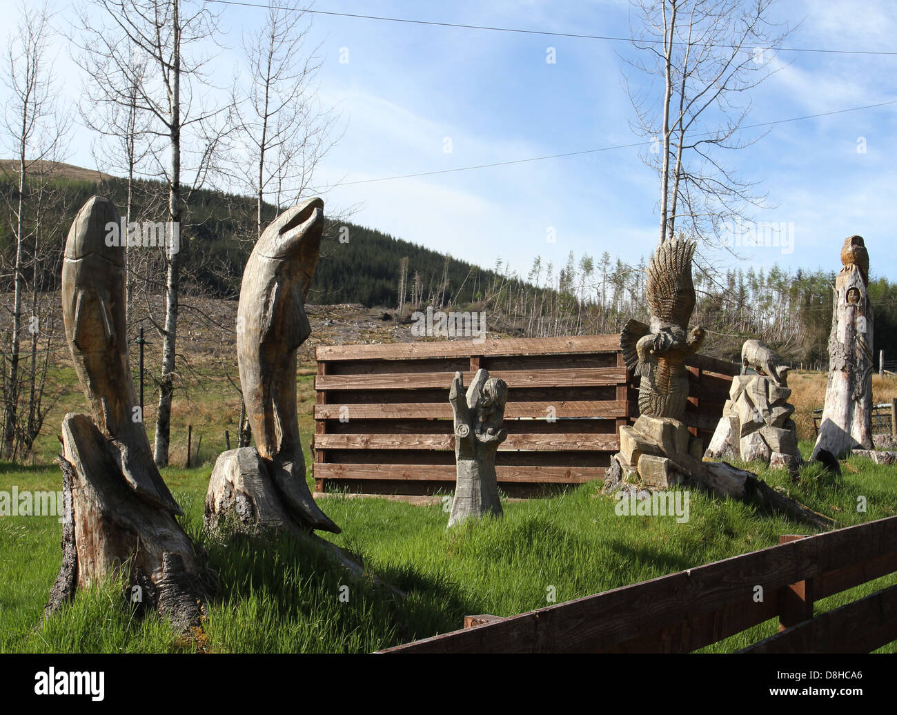 wood carvings Tyndrum Scotland May 2013 Stock Photo Alamy