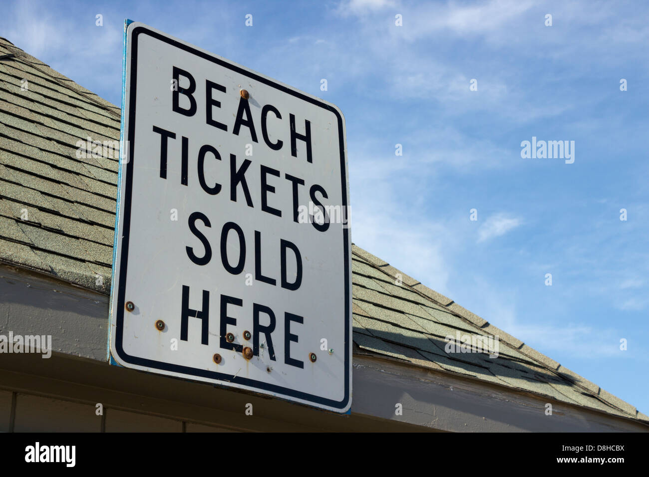 Beach tickets sold here sign, Jersey Shore, Asbury Park, New Jersey, USA Stock Photo