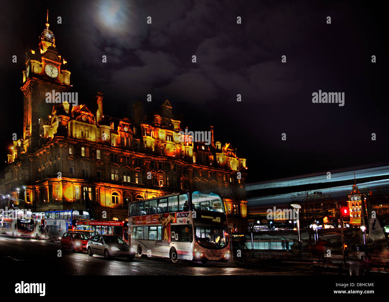 Rocco Forte Balmoral luxury hotel, Princes St, Edinburgh city Midlothian Scotland UK at dusk, EH2 2EQ Stock Photo