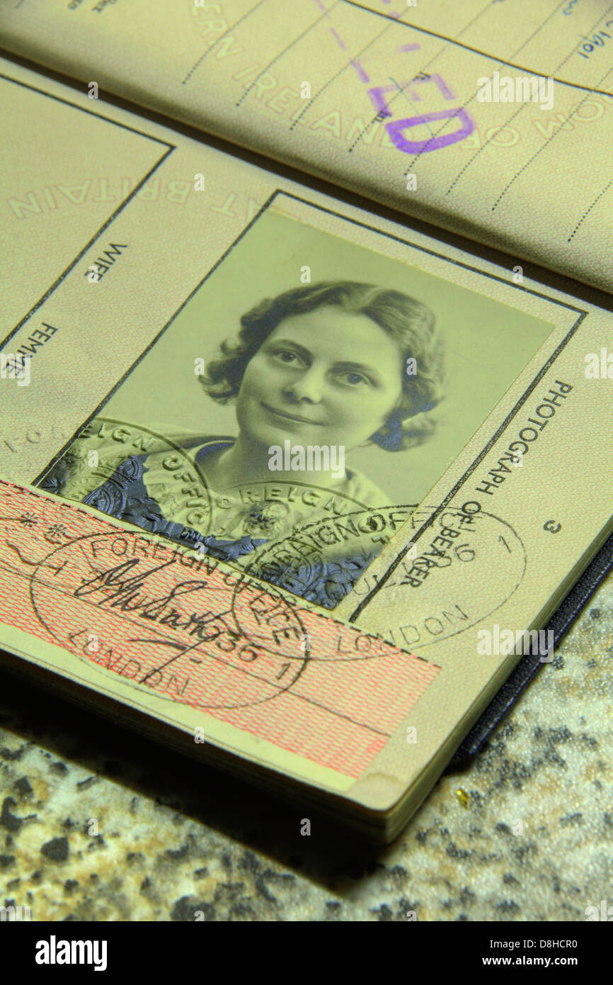 Old lady's British subject passport photograph Stock Photo