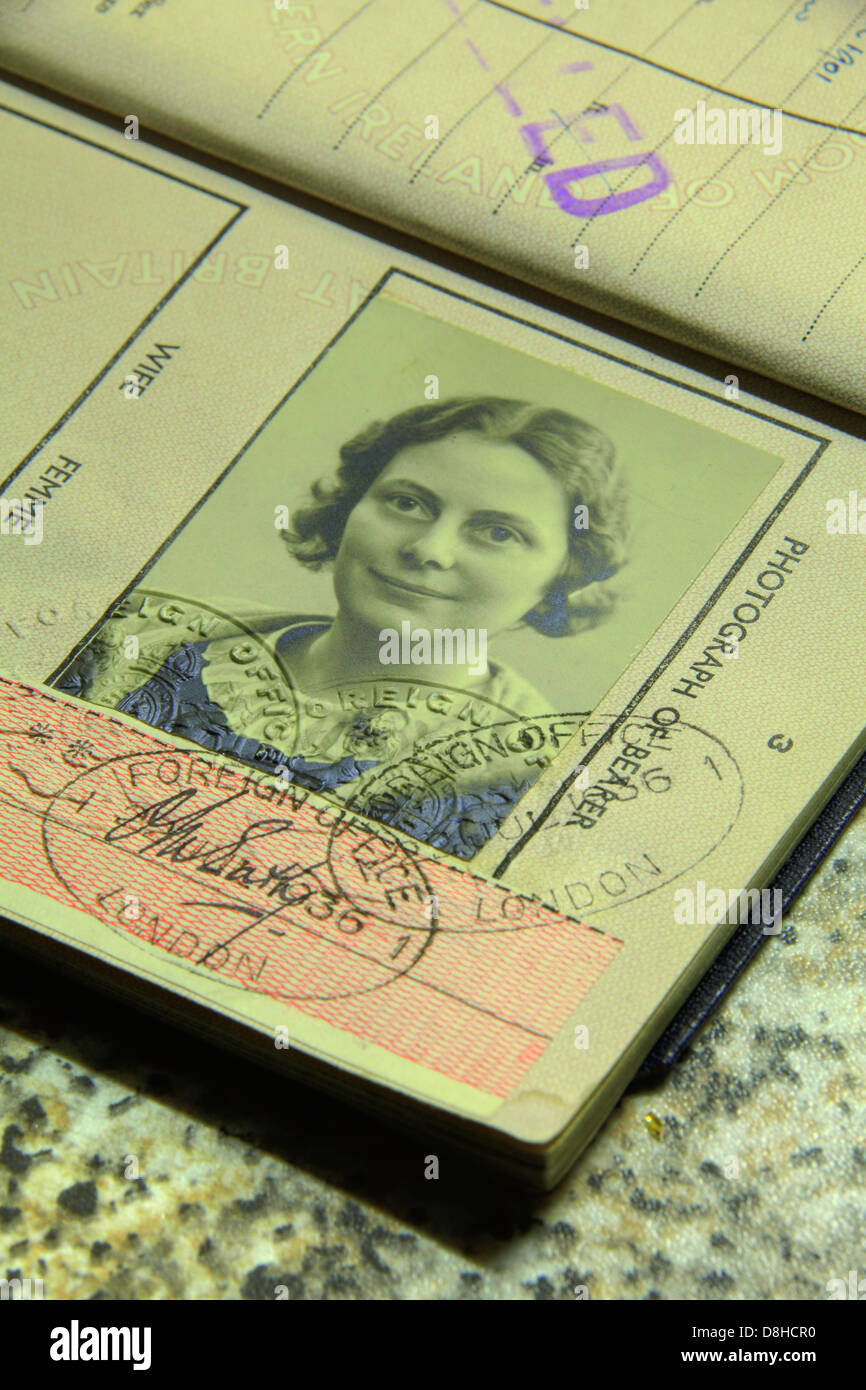 Old lady's expired British subject passport photograph Stock Photo