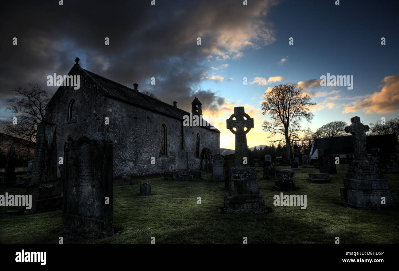 Lamington spooky Kirkyard, Lamington, Biggar, Scotland, UK, ML12 6HS Stock Photo