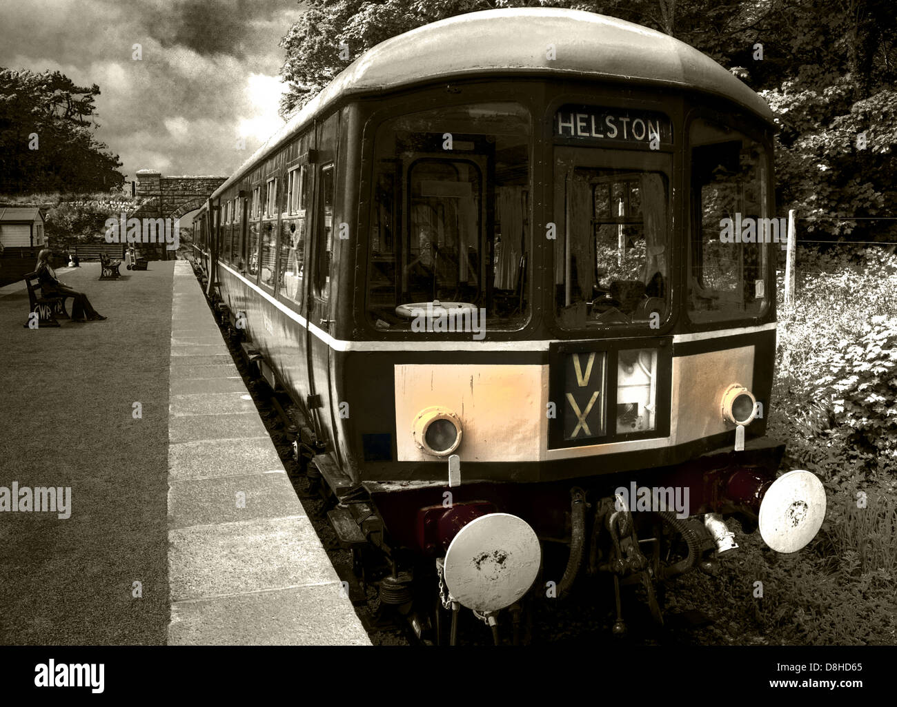 Last train to Helston VX, Cornwall, England, UK, TR13 8PT Stock Photo