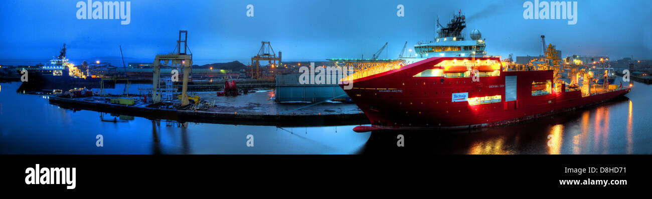 Leith Docks panorama at dusk, Edinburgh, Lothians, Scotland, UK Stock Photo