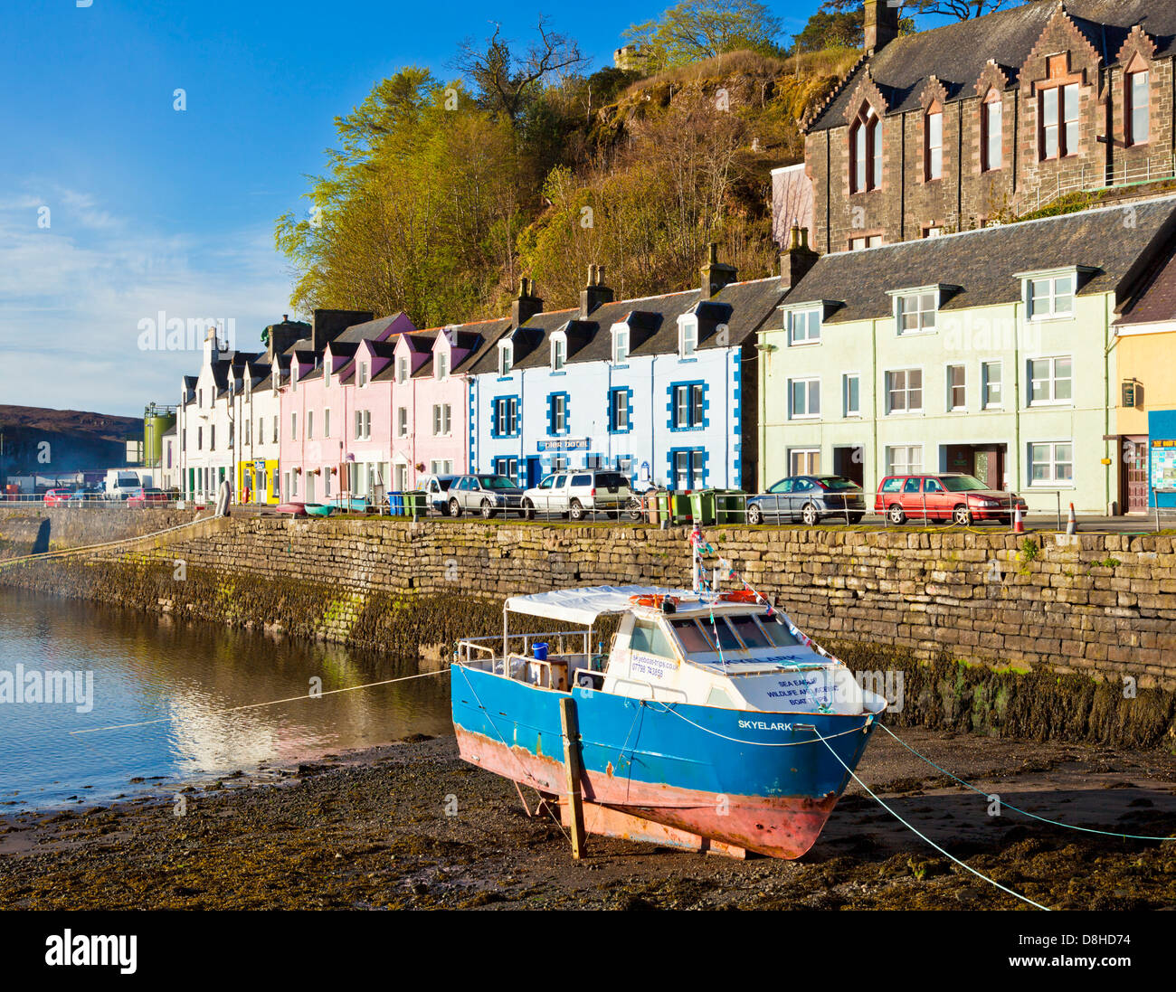 coloured houses in Portree harbour Isle of Skye Highlands and Islands Scotland UK GB EU Europe Stock Photo
