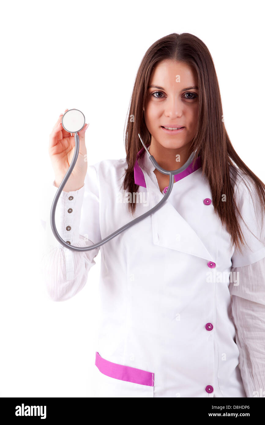 Young woman doctor stethoscope hand hi-res stock photography and images ...