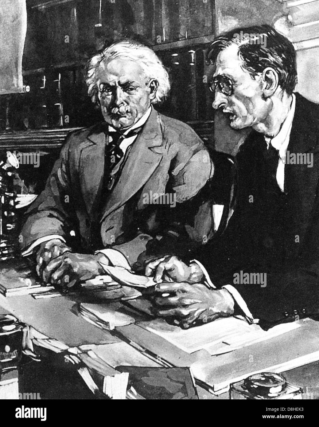 ANGLO-IRISH TREATY Lloyd George at left and Edmond de Valera at the talks in London in December 1921 Stock Photo