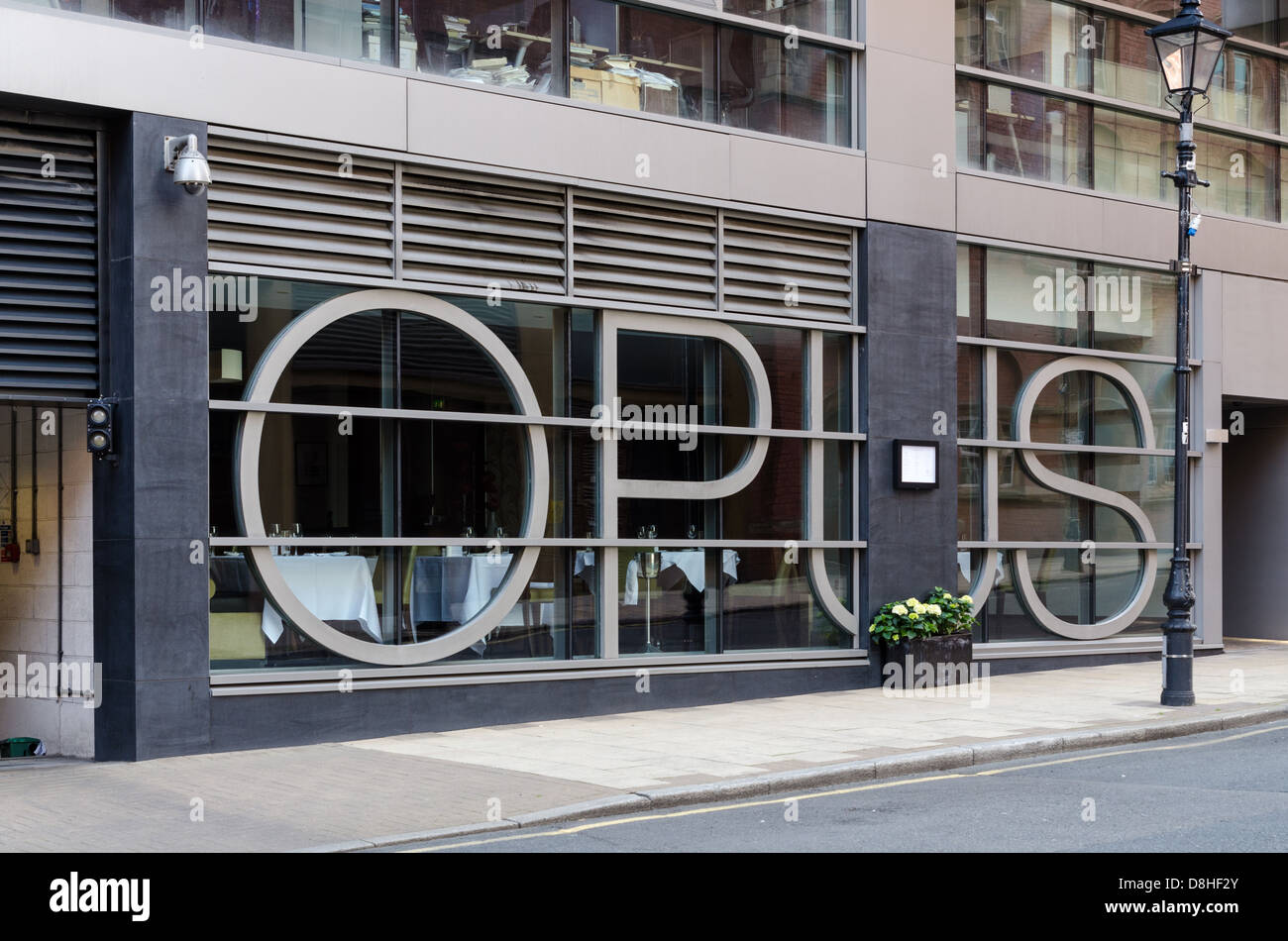 Opus Restaurant in Cornwall Street in Birmingham city centre Stock Photo