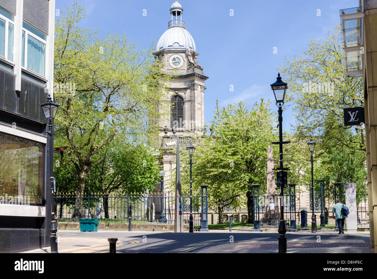 St. Phillips Cathedral in Birmingham viewed from Temple Street Stock