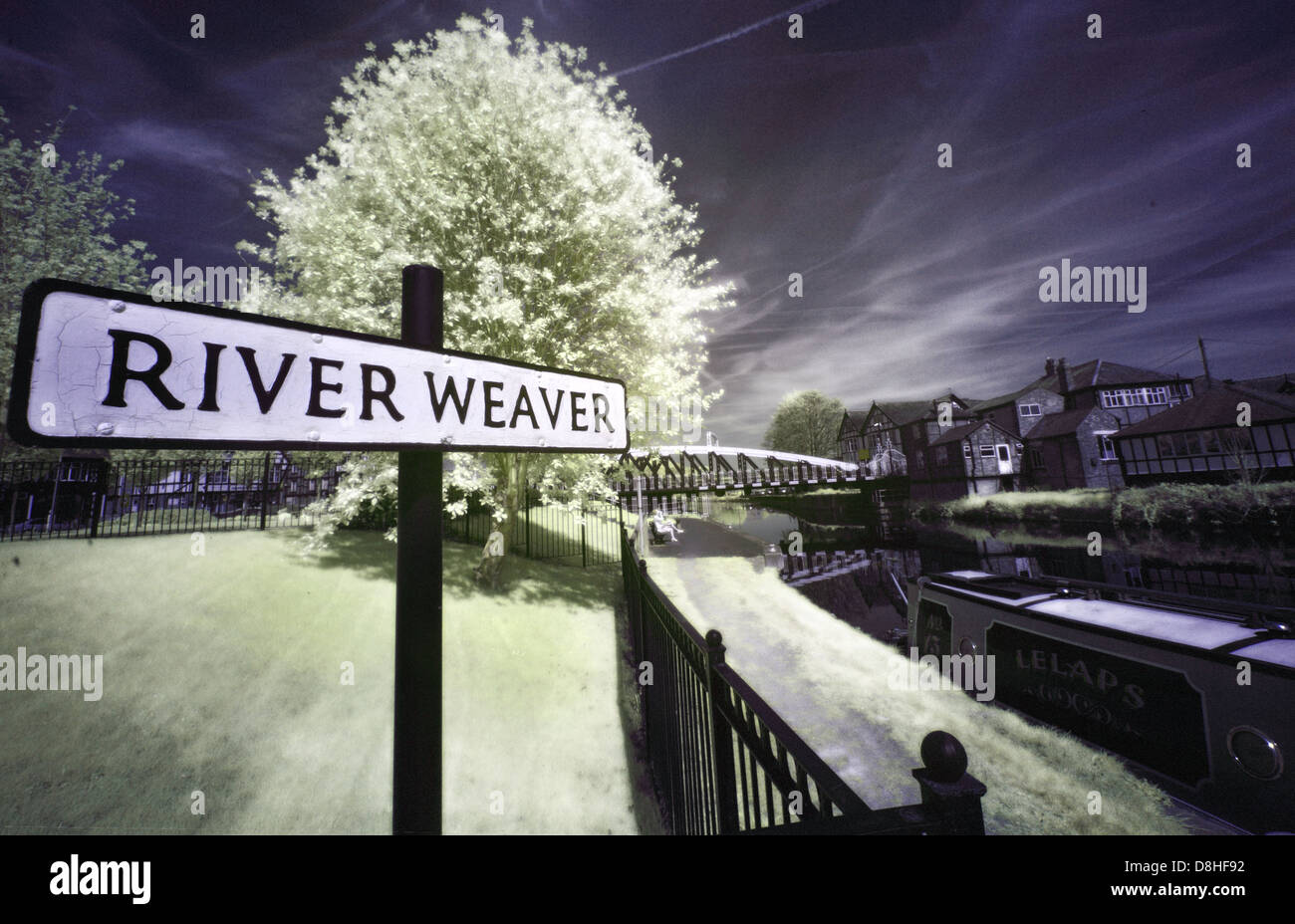 Infrared view of The River Weaver at Northwich Cheshire in summer , England UK Stock Photo