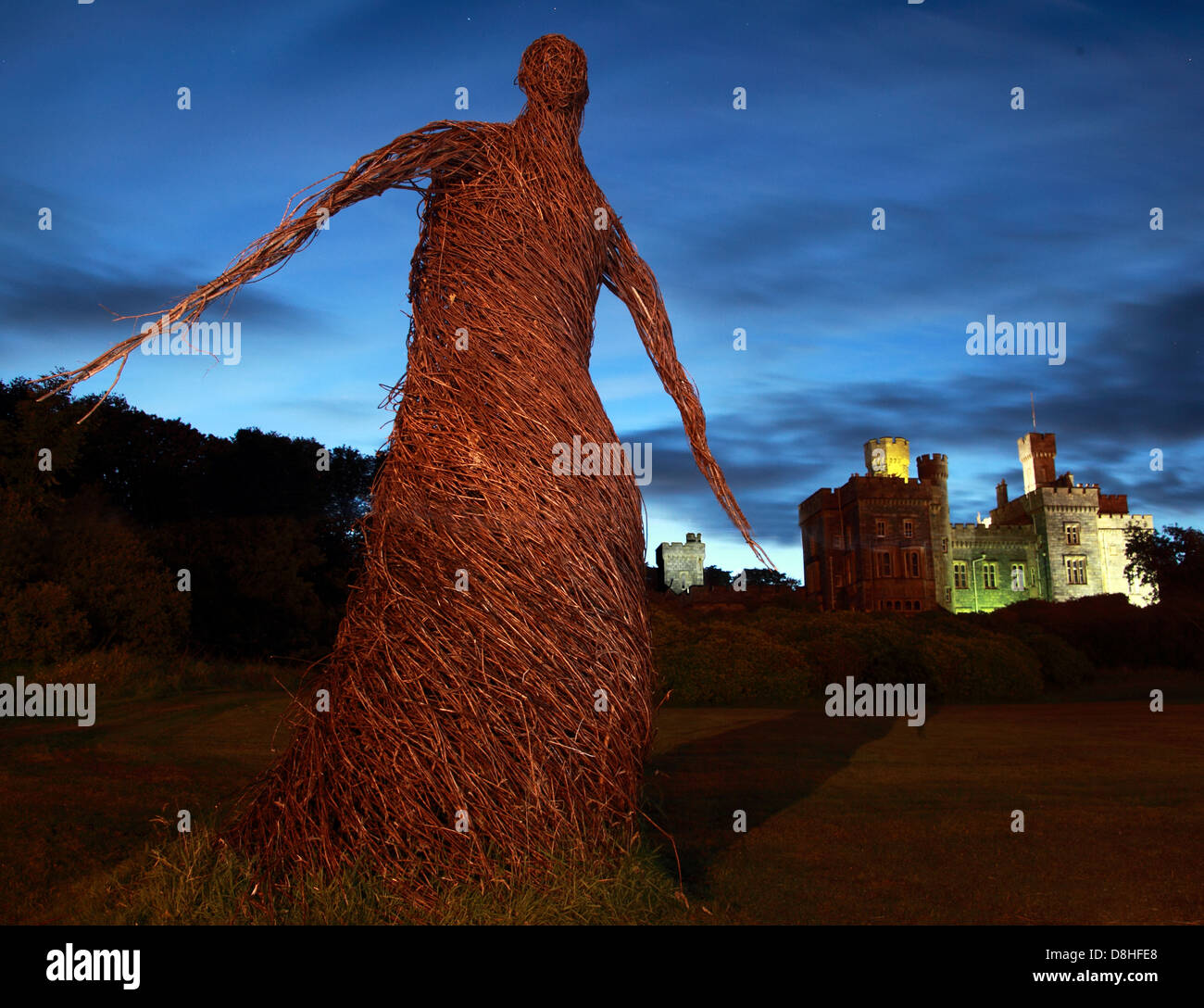 Wicker woman Stornoway Lews Castle Grounds at dusk Stock Photo