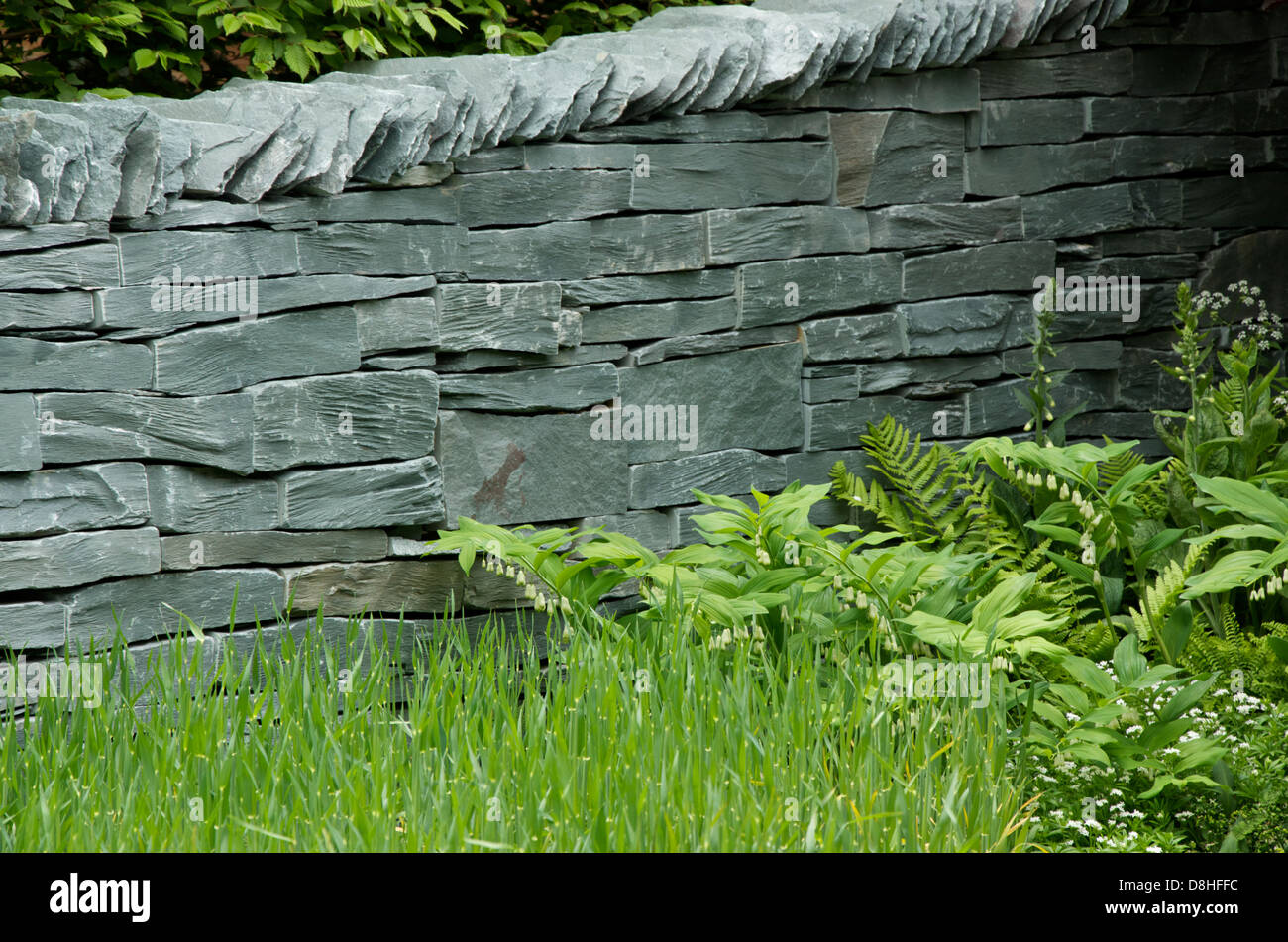 Dry Stone Wall in Stockton Drilling's 'As Nature Intended' Garden at RHS Chelsea Flower Show 2013, Stock Photo -