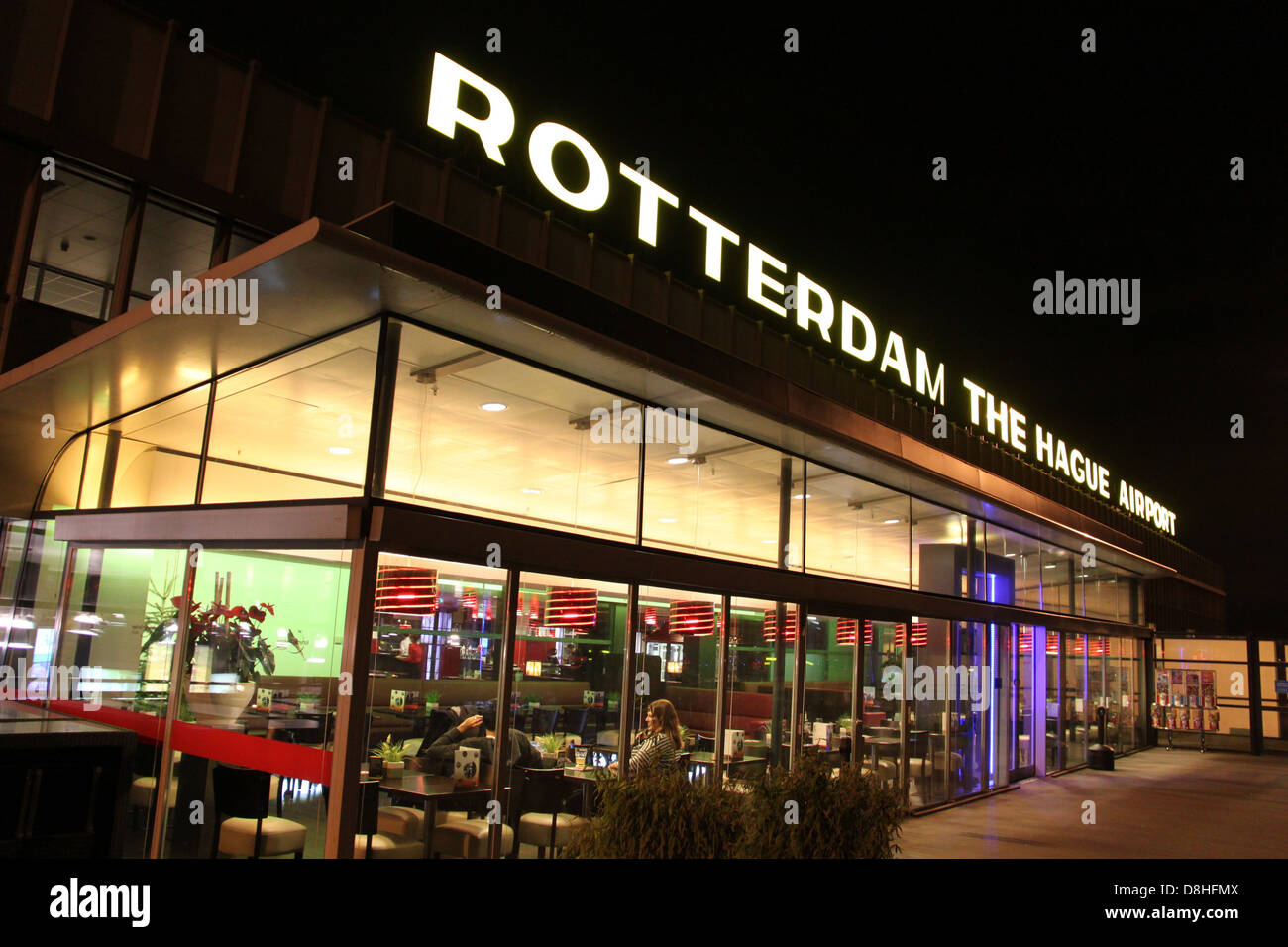 rotterdam the hague airport restaurant cafe patrons Stock Photo