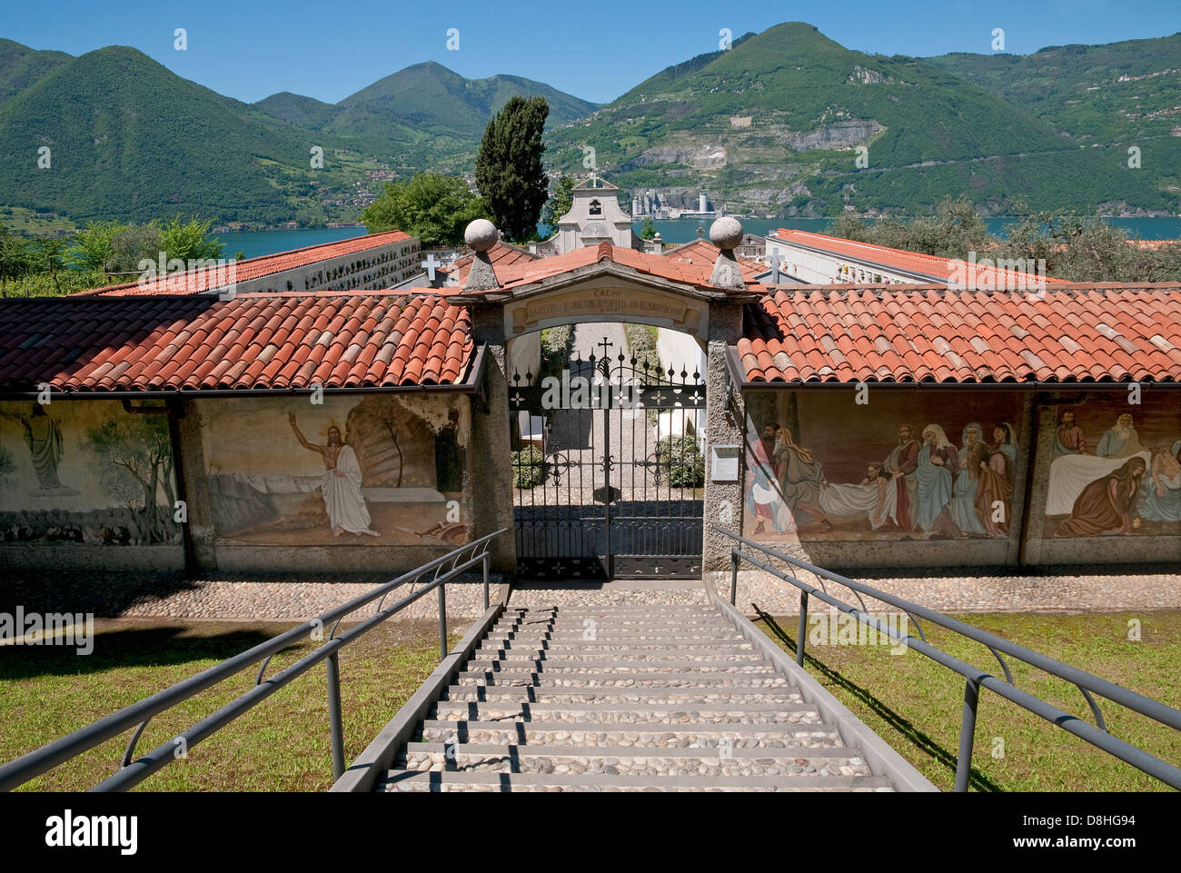 cemetery on monte isola, lake iseo, lombardy, italy Stock Photo