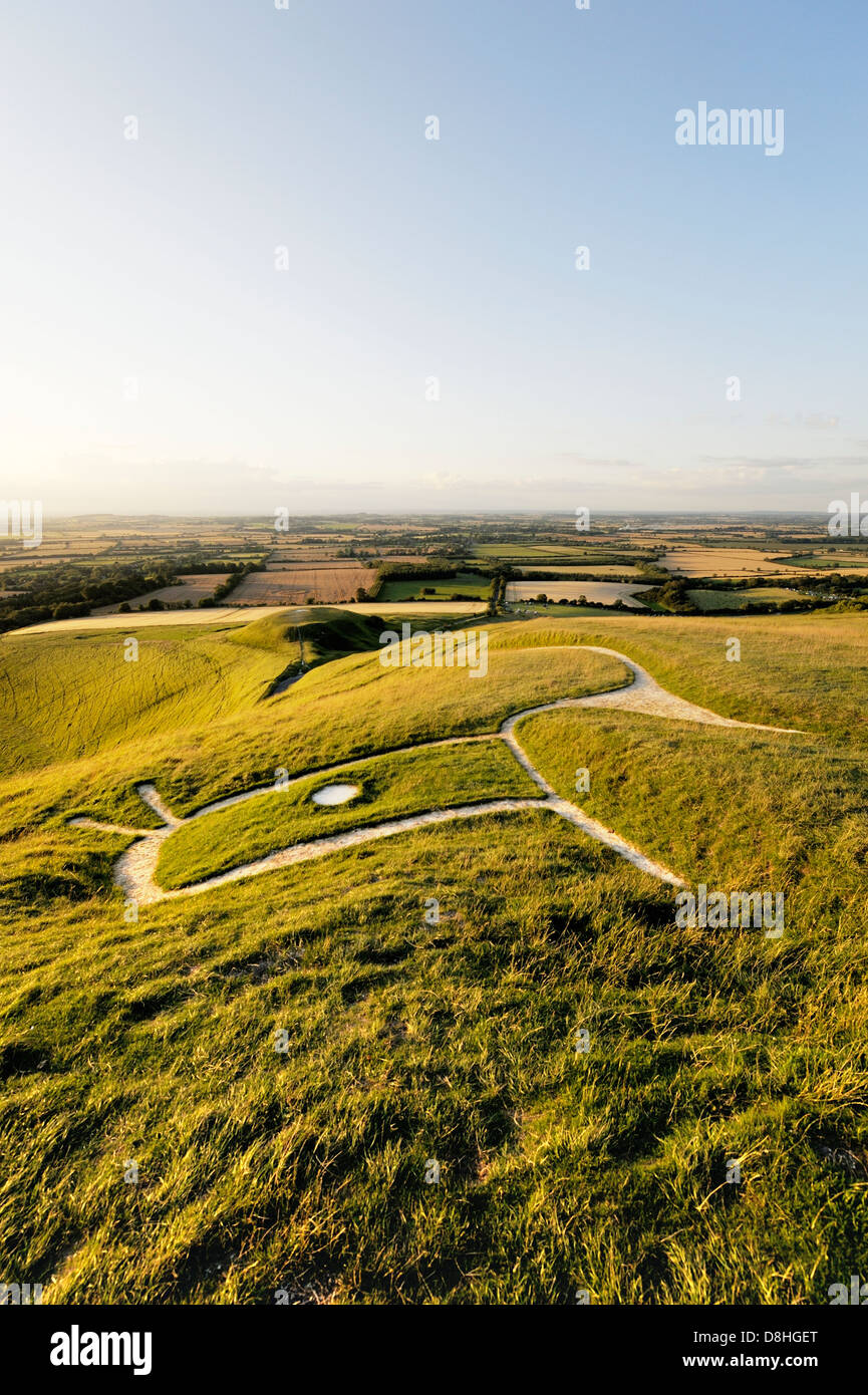 Uffington White Horse. Prehistoric Bronze Age chalk hill figure