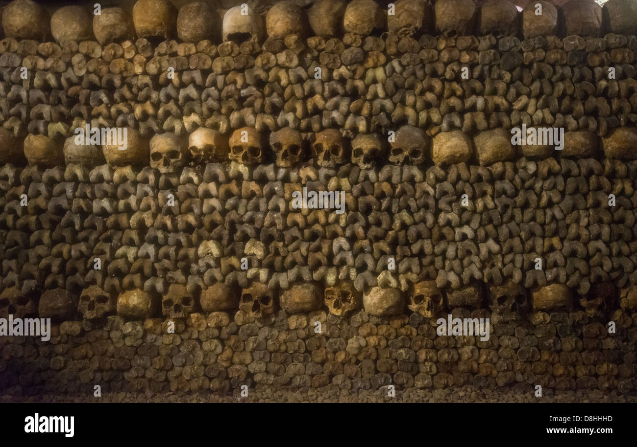 A wall of bones in the of Paris, France Stock Photo Alamy