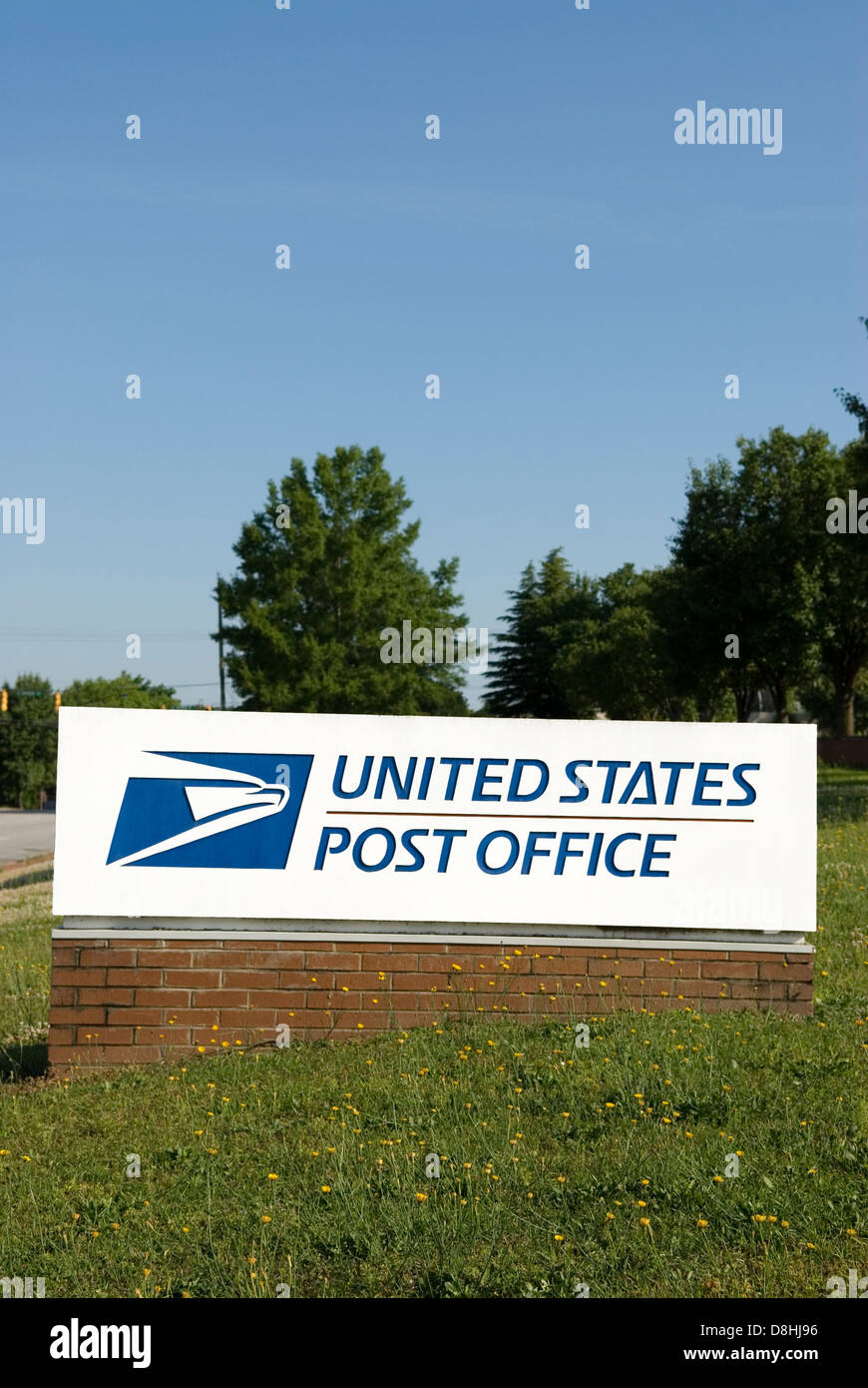 United States Post Office Sign USA. Stock Photo