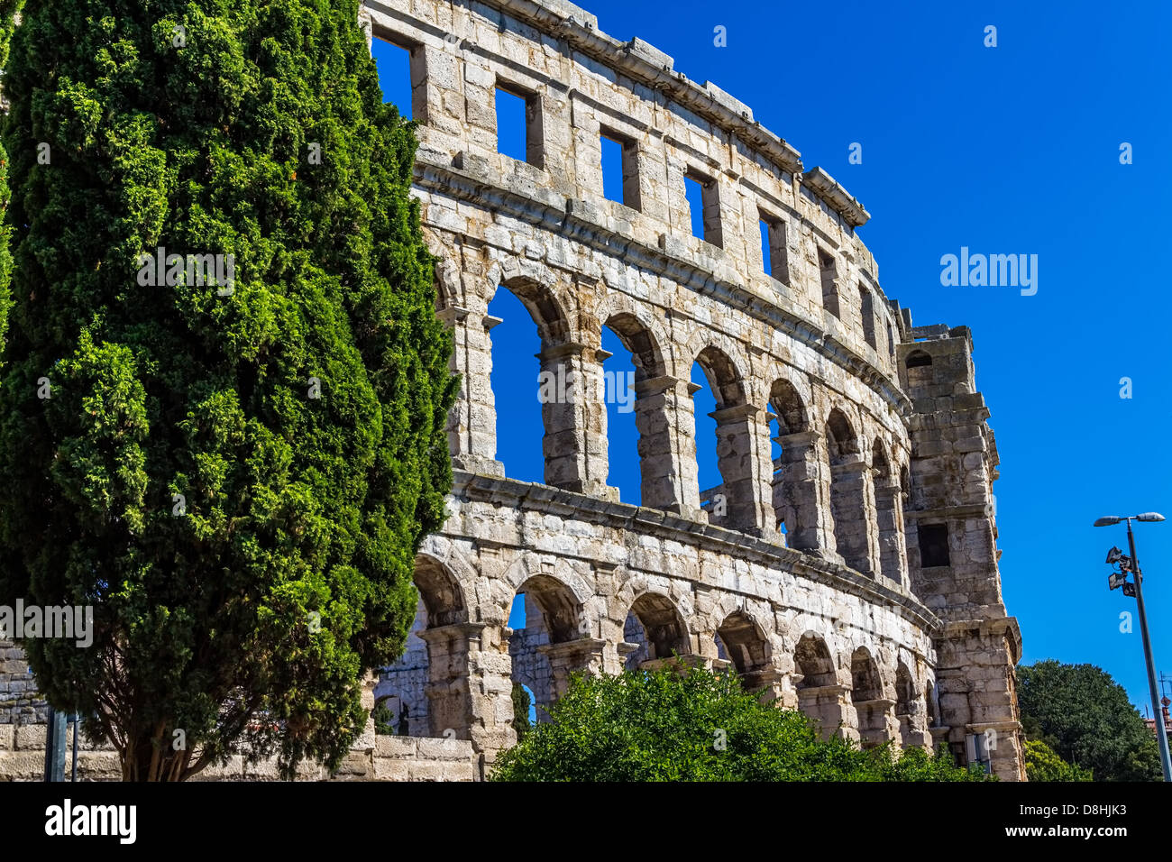 Roman time arena in Pula, detail, Croatia. UNESCO world heritage site. Stock Photo