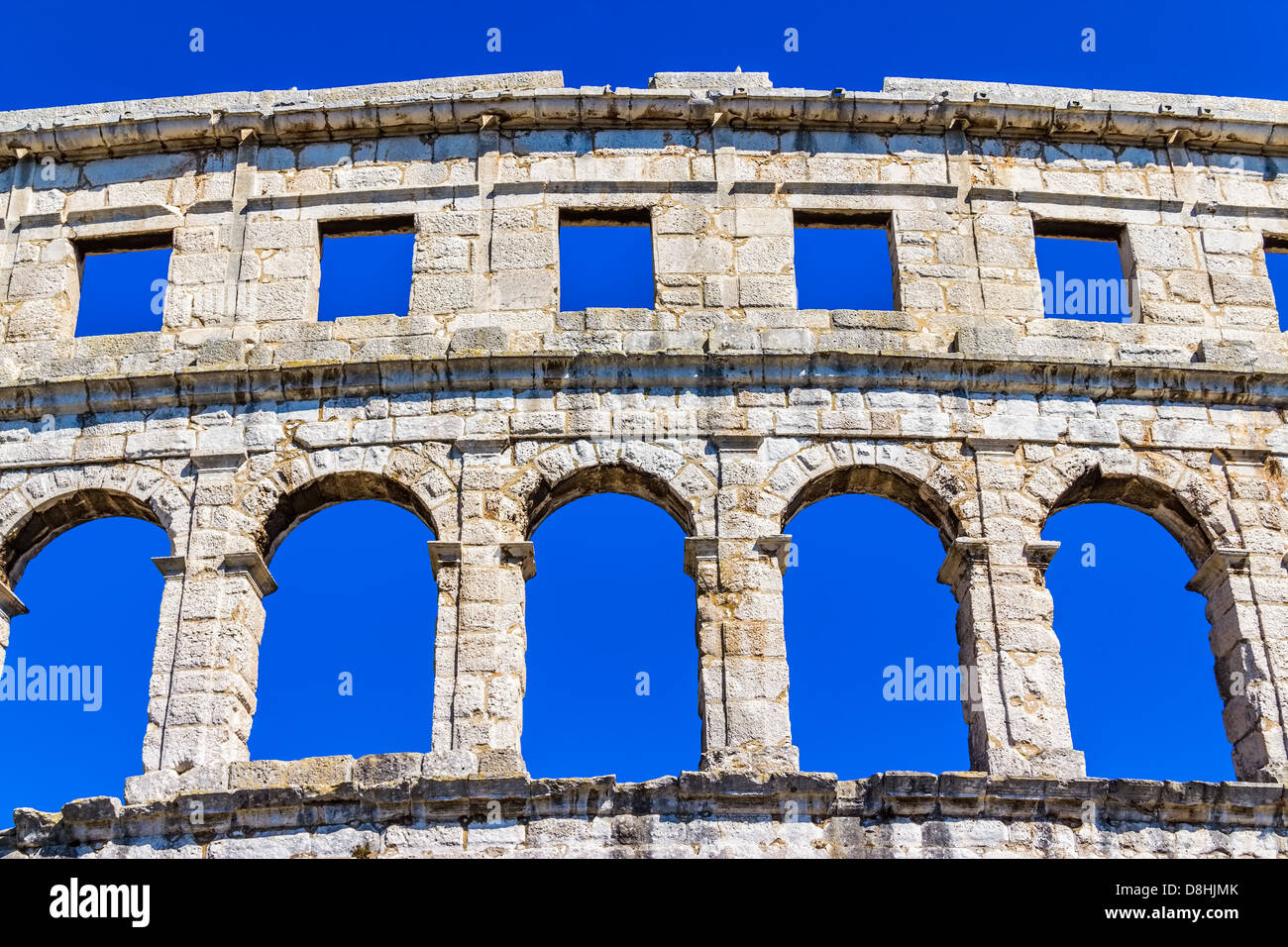 Roman time arena in Pula, detail, Croatia. UNESCO world heritage site. Stock Photo