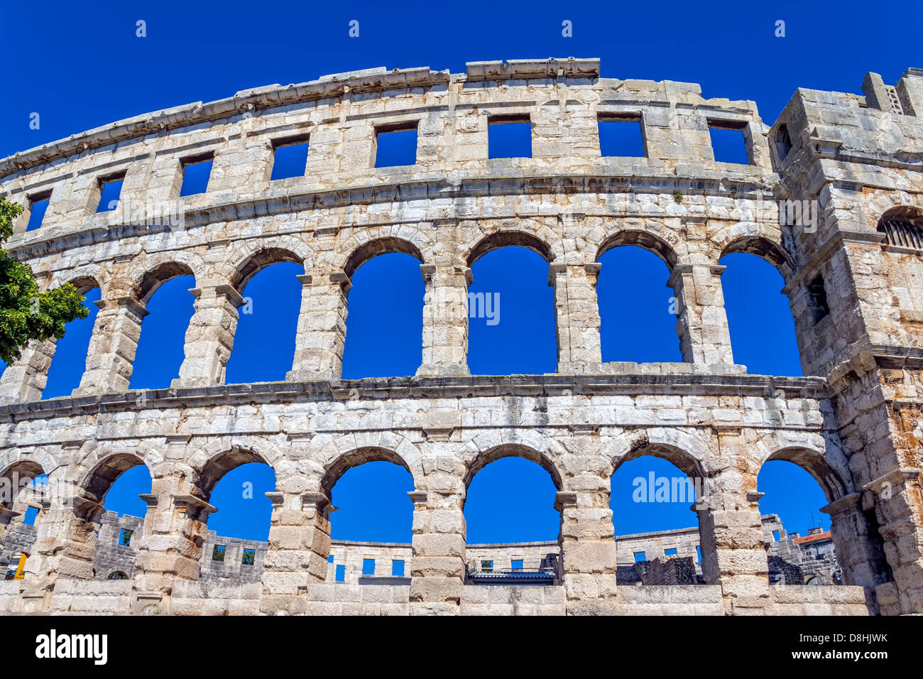 Roman time arena in Pula, detail, Croatia. UNESCO world heritage site. Stock Photo